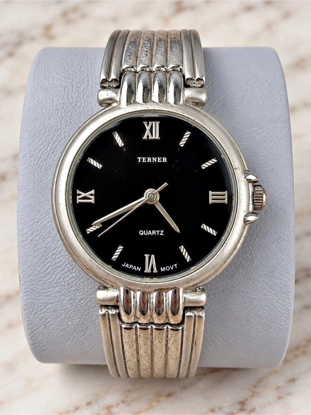 Bijoux Terner Silver Tone Women's Quartz Watch Black Dial